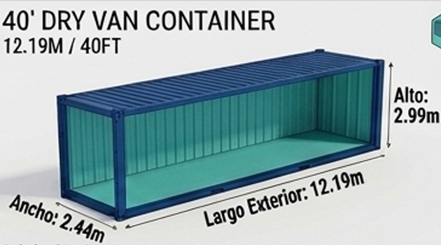 Contenedor 40' ST o 40' DV o 40' GP (40' Standard / Dry Van / General Purpose)